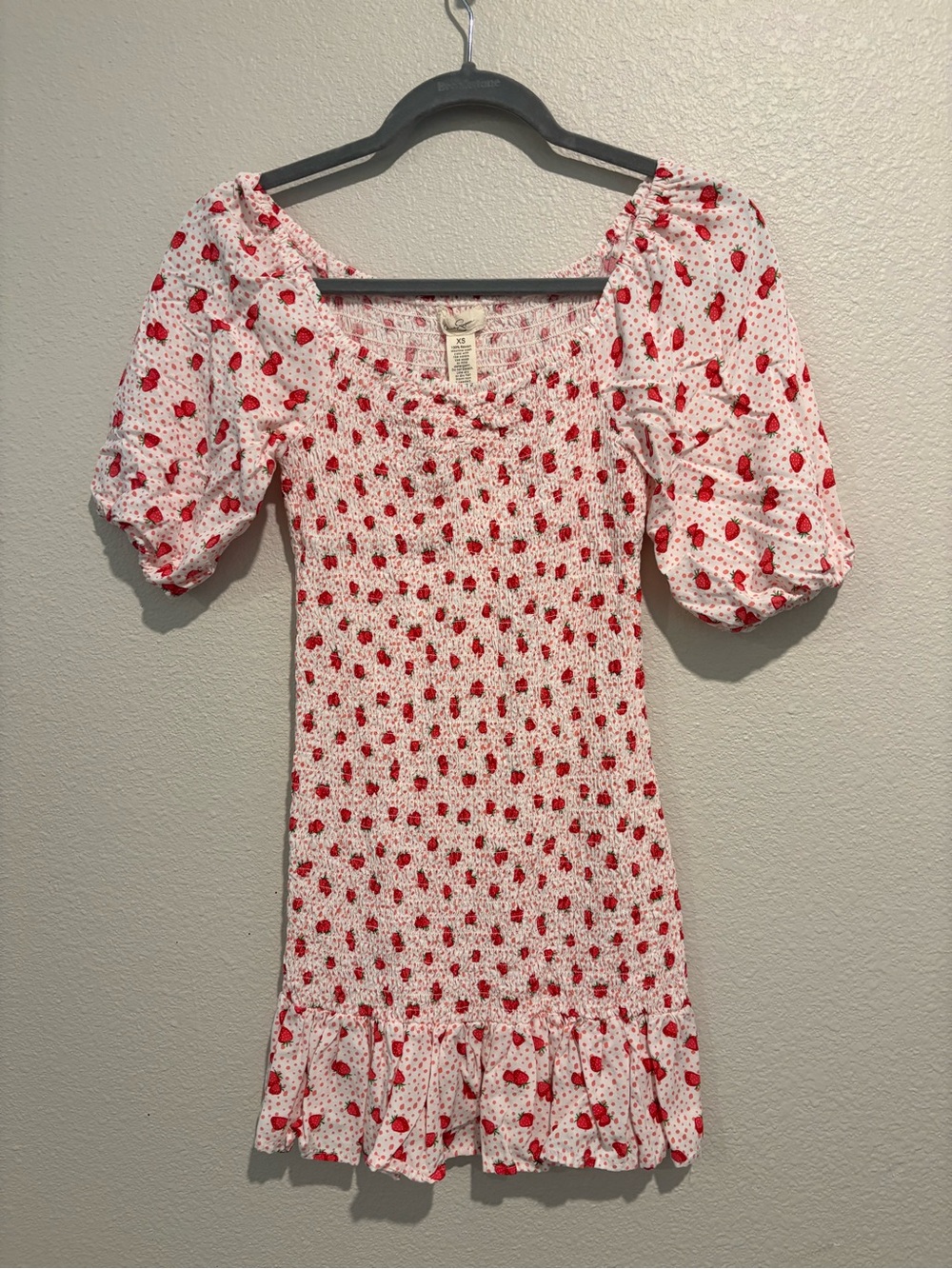 Jessica Simpson White Mini Dress with Red Strawberry Print